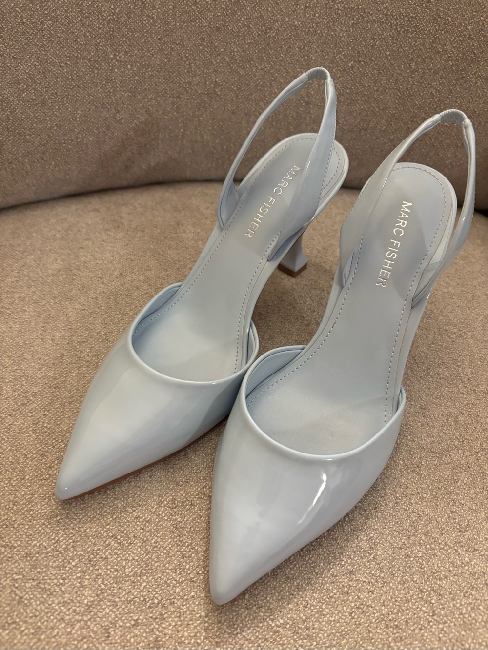 Marc Fisher Hayda Waterfall Light Blue Patent Slingback Heels Pumps Size 6